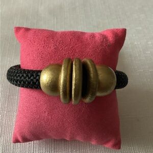 Gold and Black Braided Bracelet with Antique Finish